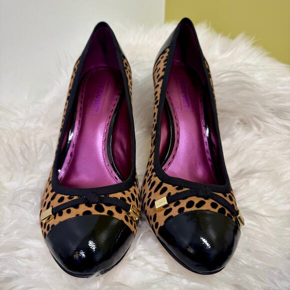 Y2K Coach Poppy Calf Hair Animal Cheetah Cap Toe Bow Detail Heel Pumps Sz 10B - Picture 4 of 11
